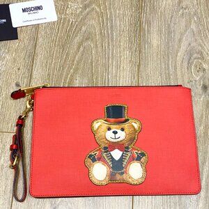 MOSCHINO Teddy Bear Clutch Red